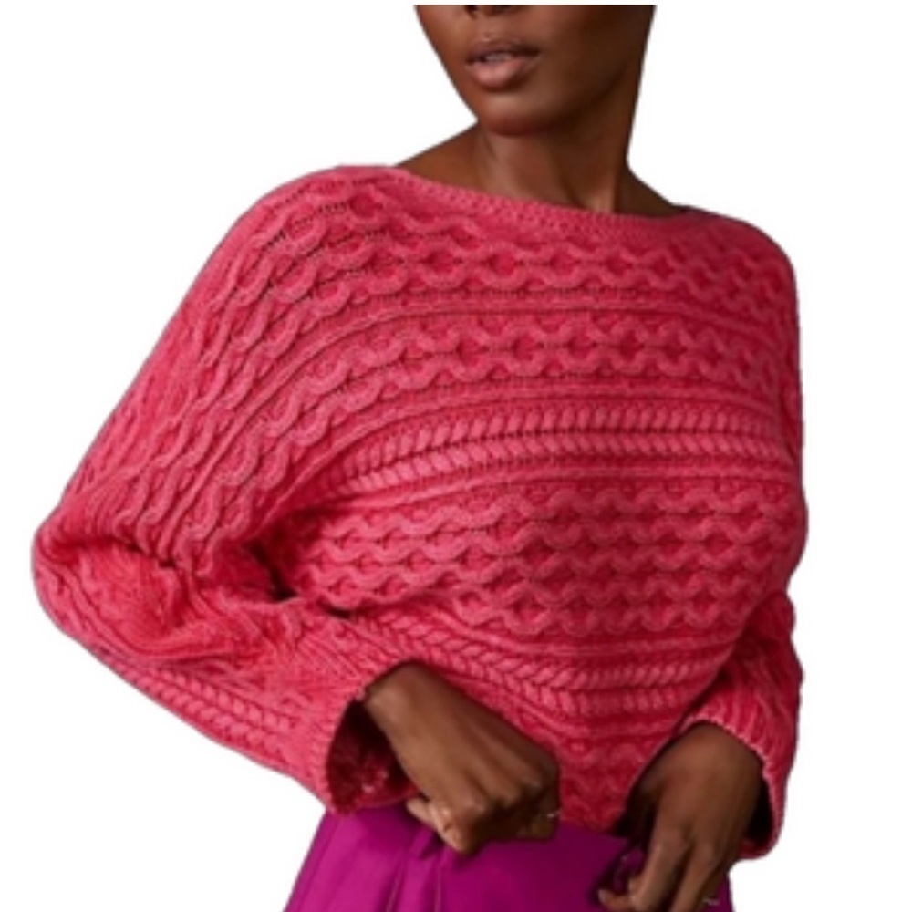 Anthropologie Pilcro Dolman Sleeve Scoop Neck Cable Knit Cropped Sweater